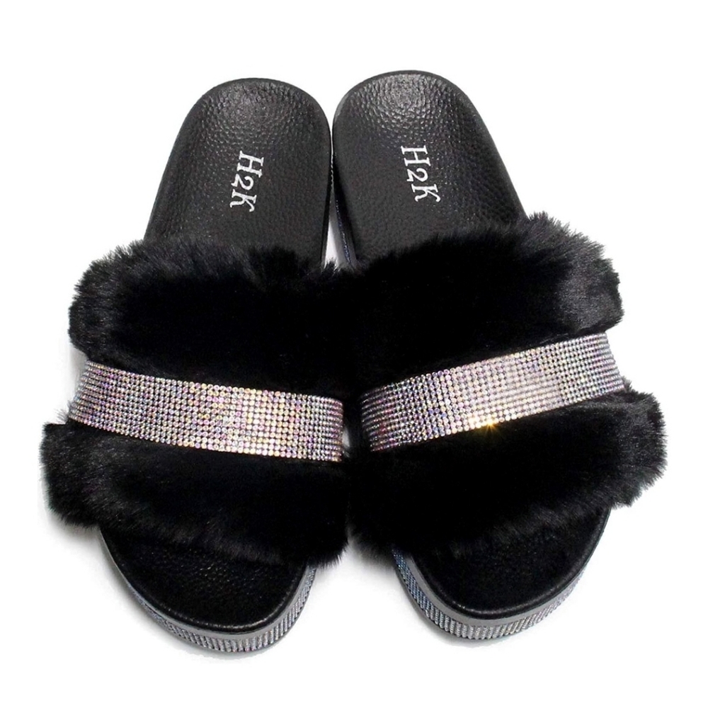 Rhinestone Fuzzy Slides